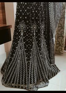 black semi fish cut lehenga