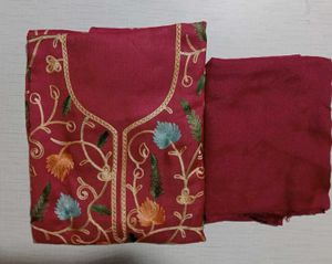kashmiri embroidery woollen Unstitched Suit