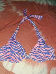 Blue &amp; Pink Zebra Print Bikini Top