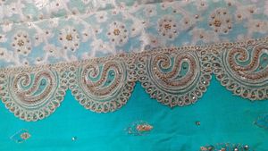 Teal &amp; Gold Sari