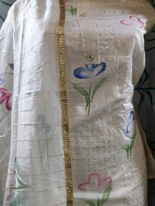 Chanderi Silk Brush Print Designer Dress Material