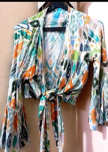 Boho Tie-Front Kimono Top