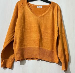 V-Neck Orange Knit Sweater