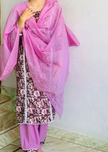 Elegant Floral Kurta Set with Dupatta
