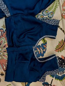 Teal Saree with Embellished Blouse