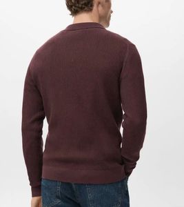 Men's Burgundy Textured Polo Shirt