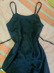 Black Spaghetti Strap satin Dress