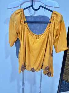 Yellow Embroidered Ethnic Blouse