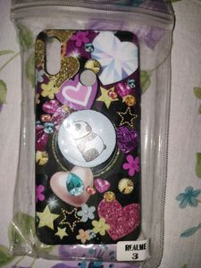 Realme 3/3i Mobile Cover With Panda Pop Socket