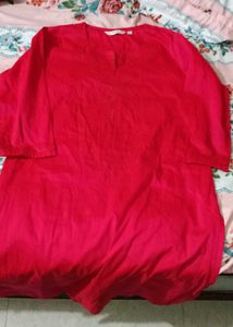 Bright Red Embroidered Kurta