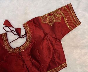 Exquisite Red Embroidered Blouse