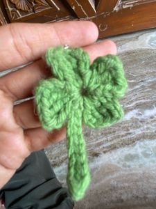 Crocheted Four Leaf Clover Keychain