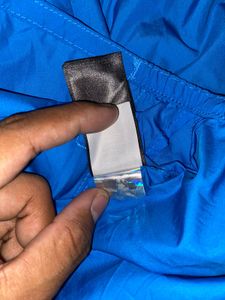 Blue Hooded Rain Jacket with Gloves