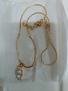 Gold Tone Necklace with CZ Pendant