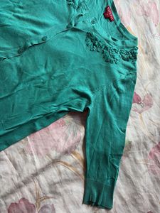 Green Button-Up Cardigan
