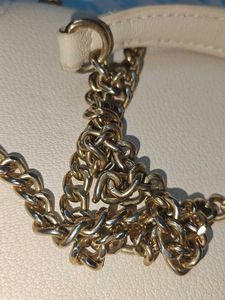 mango Stylish Cream Chain Sling Bag