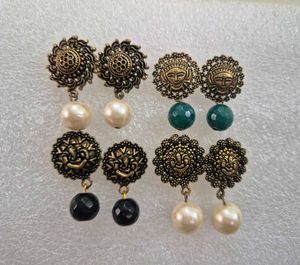 Oxidized Ethnic Earrings with Pearls & Beads