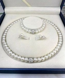 Pearl Necklace and Bracelet Set with Earrings