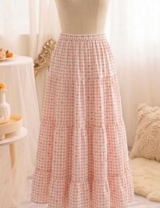 Cute Pink Gingham Heart Tiered Skirt