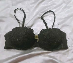 Elegant Black Lace Bra with Gold Accents