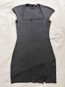 H&M Divided Charcoal Grey Square Neck Bodycon Mini
