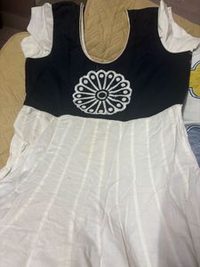 Elegant White &amp; Black Kurta Set- never used