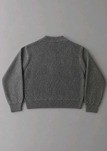 CHARCOAL GREY METALLIC ZIP-UP KNIT SWEATER