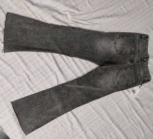 Washed Grey Flare Jeans