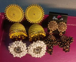 Set of 3 Pairs Jhumka Earrings | Single is also av