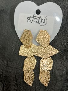 Gold Tone Textured Geometric Earrings