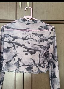 Mesh Long Sleeve Crop Top