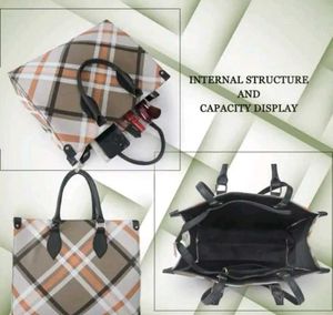 Stylish Plaid Tote Handbag