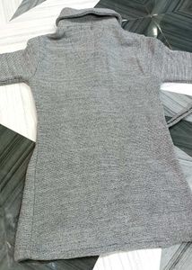 Grey Woolen Long Cardigan / Coat with Belt