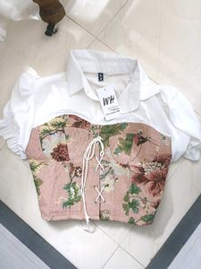 H&amp;M Floral Corset Top with Blouse