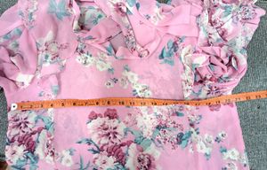 Chic Pink Floral Ruffle Blouse