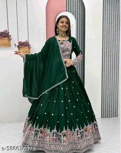 Stunning Green Embroidered Lehenga Choli Set