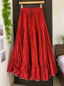 Orange Tiered Ethnic Skirt