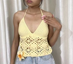 Yellow Crochet Halter Top