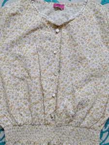 Charming Floral Print Button-Up Top