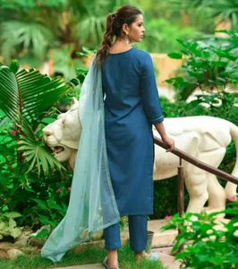 Elegant Teal Embroidered Kurta Set with Dupatta