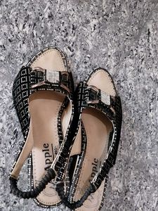 Stylish Black Embellished Sandals