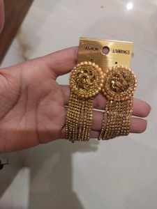 Elegant Gold Tone Dangle Earrings