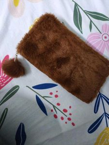 Cute Brown Faux Fur Bunny Pouch