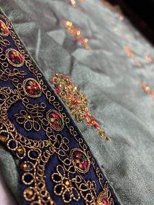 sage green/mint green festive wear saree