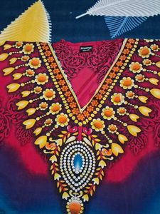 Vibrant Ethnic Kaftan Dress
