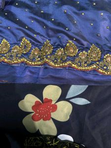 Royal Blue Embroidered Silk Saree.           some