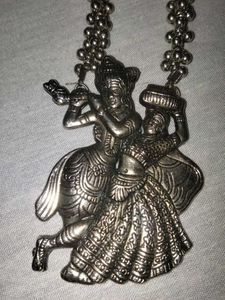 Radha Krishna oxidised Pendant Necklace