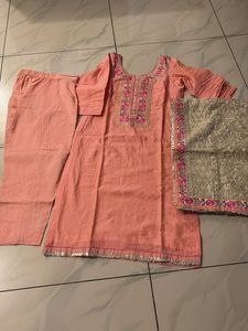 Elegant Peach Kurta Set with Dupatta