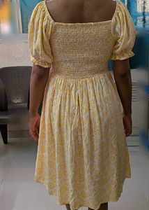 Sunny Yellow Floral Midi Dress