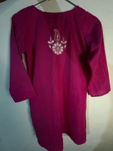Pink Chikankari Embroidered Kurta